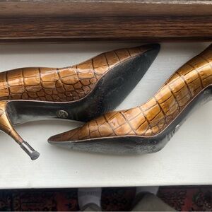 Dolce & Gabbana Brown Croc-Embossed Heels